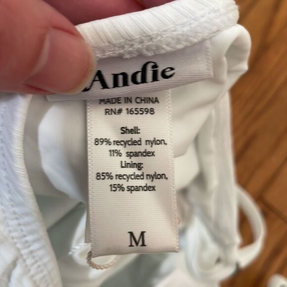 Andie Swim The Laguna One Piece Swimsuit White Ribbed size M - Picture 4 of 6